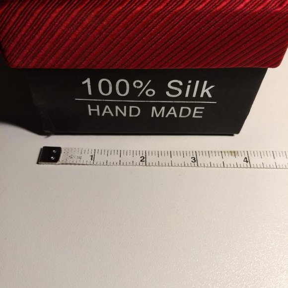 NWT red silk cuff links pocket square gift set - Picture 9 of 10